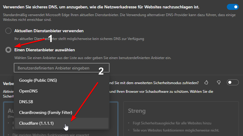 Edge sicheres DNS