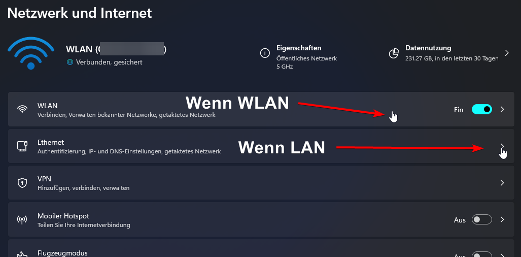 Windows WLAN oder Ethernet